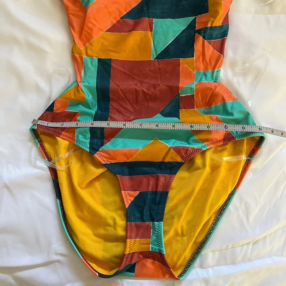 PRANA Neolani One Piece Swimsuit Geometric Pattern Atlantic Seaglass Resortwear - Picture 12 of 16
